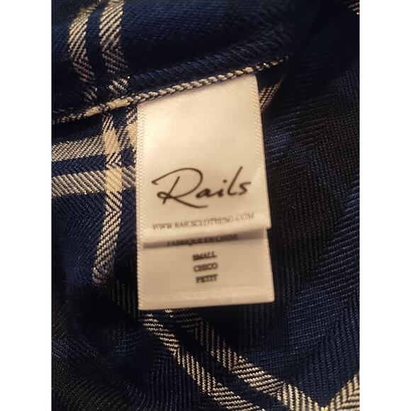 Rails Womens Small Midnight Blue White Plaid Hunter Button Up Shirt Flannel Navy - Picture 6 of 7